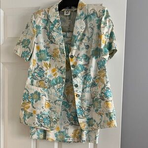 Floral Print Blazer and Skirt Set